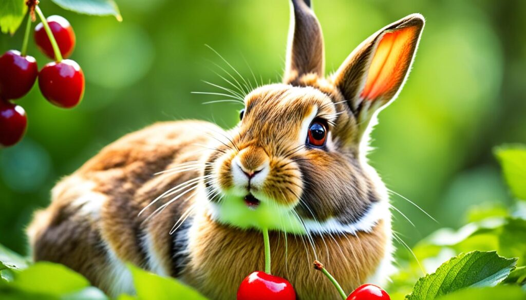 Schöne Dürfen Kaninchen Kirschen Essen Fotos